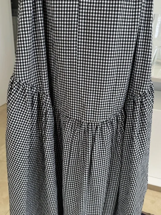 Pinko Black & White Gingham Tie-Waist A-Line Skirt, Asymmetric fabulous style, 4 - Picture 8 of 14